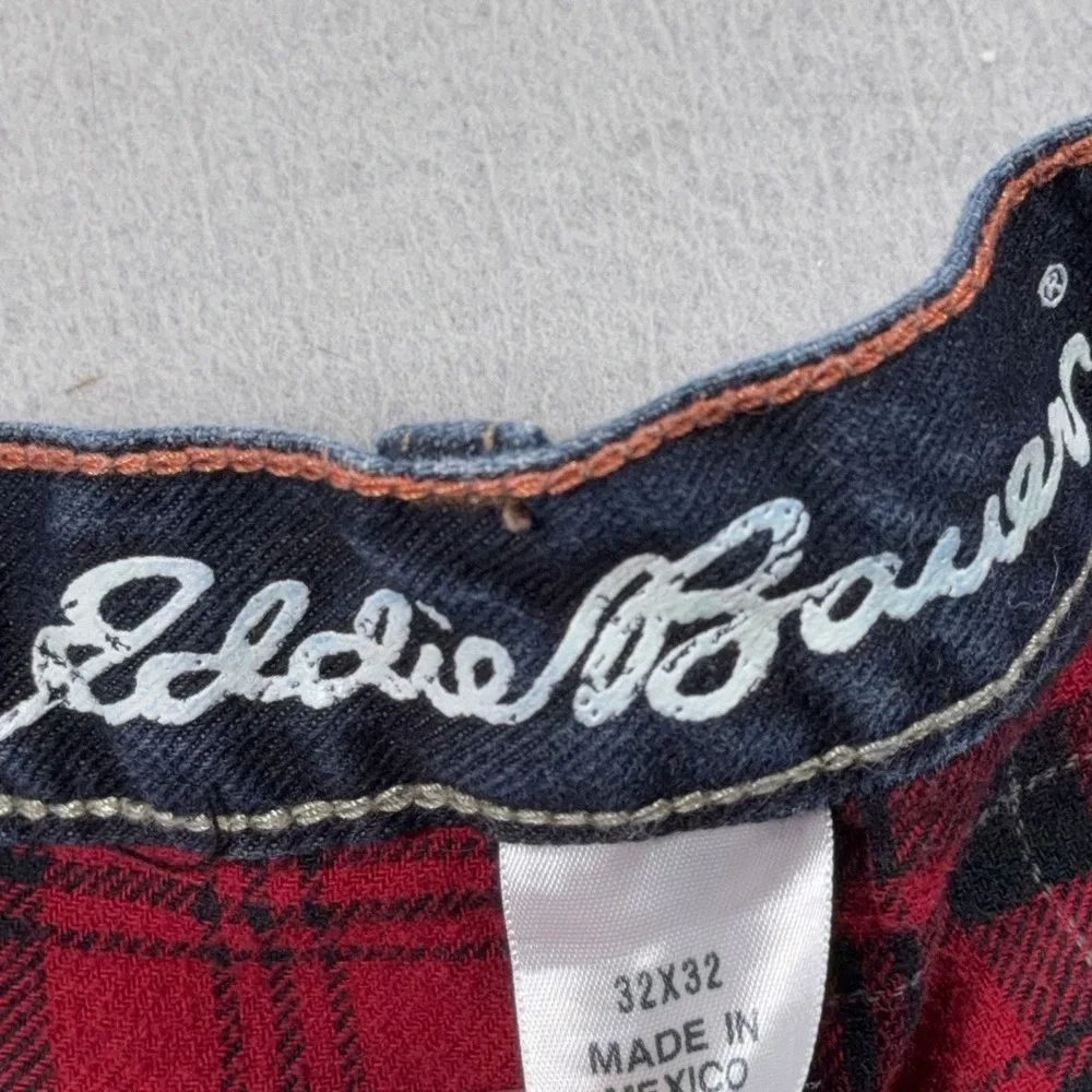 Eddie Bauer Flannel Lined Jeans Men 32x32 Relaxed Fit Dark Blue Denim‎ Workwear